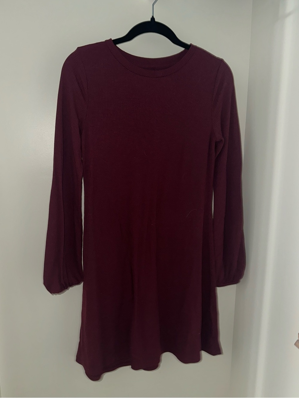 Womens' Burgundy Long-Sleeve Knit Dress